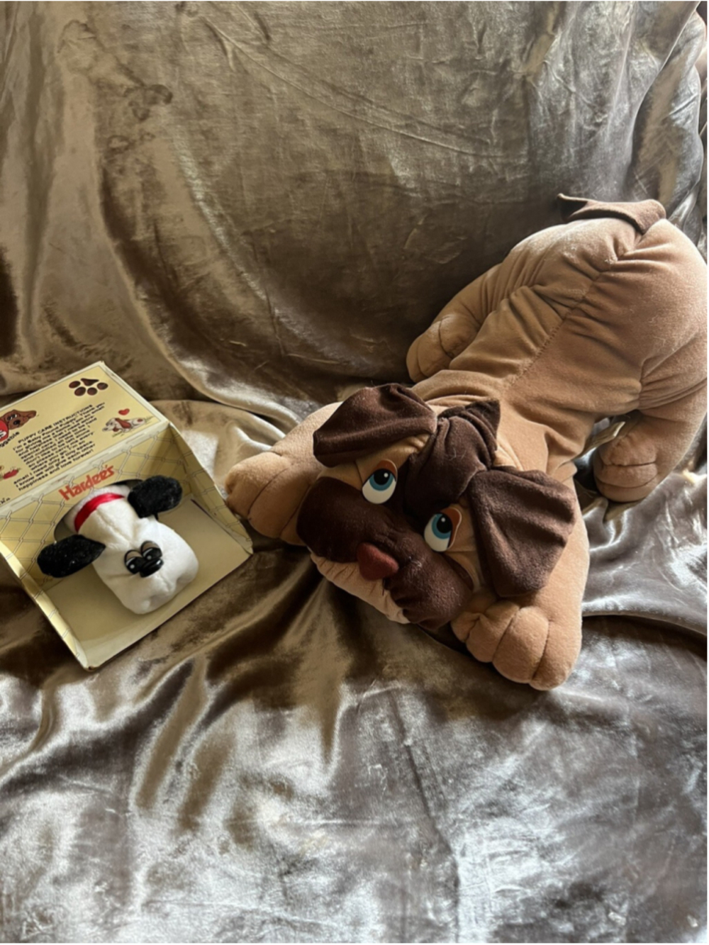 VTG Toy Corp Plush Dog Puppy Baby Brown Tan Stuffed Animal 1985& HARDEE'SPOUNDP